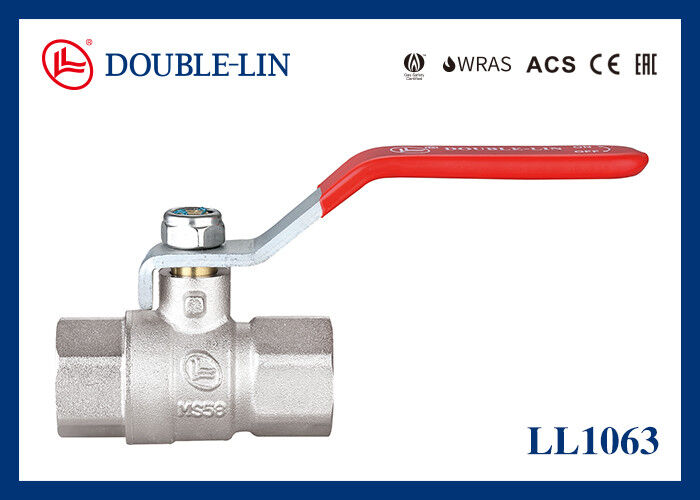 Volledige stroom 3 4 Inch Messing Ball Valve Vrouwelijke / Vrouwelijke Lange Draden Flat Lever Handle